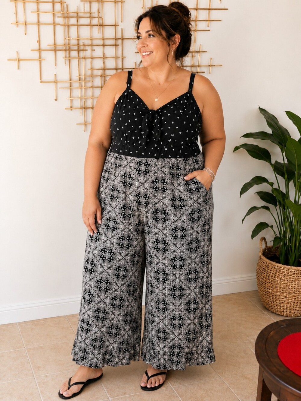 Torrid Size 2 Black Paisley Boho Wide Leg Jumpsuit